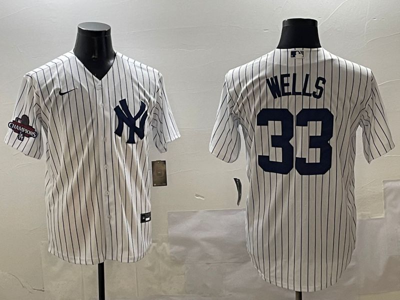Men New York Yankees #33 Wells White Stripe Game 2025 Nike MLB Jersey style 4